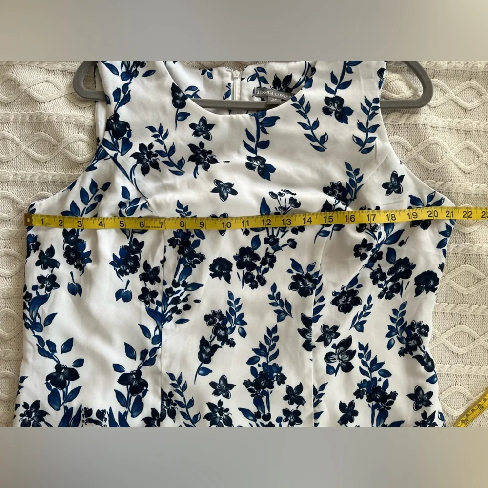 Jessica London Floral Sleeveless Dress - White and Blue Women’s Size 16W - Picture 15 of 16
